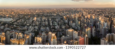 beautiful panoramic photo of the center of curitiba, the European capital of Brazil located in the state of Paraná, captured in the late afternoon in a beautiful sunny day

