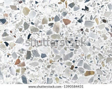 White and red marble or terrazzo pebble stone floor texture and pattern suitable for background 