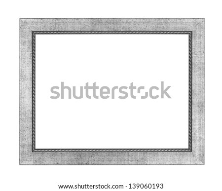 Silver arts pattern picture frame isolated on white with clipping path