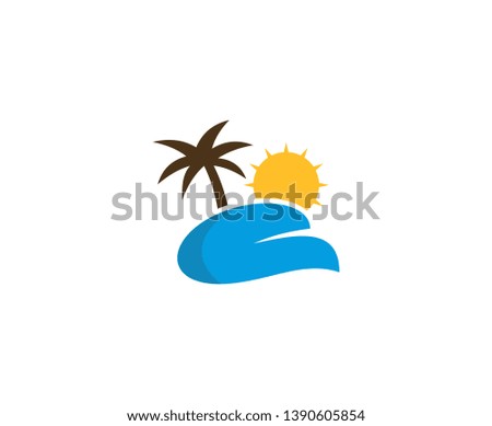 Summer logo sunset beach palm 