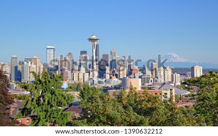 Seattle cityscape and Mt Rainier
