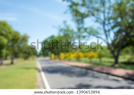 Abstract blurred city park in sunny day bokeh background - Green environmental, save the earth concept