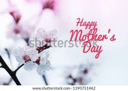 Happy mother's day lettering with a beautiful blossom flower - Image