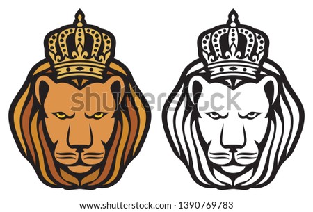 Lion head with royal crown - king