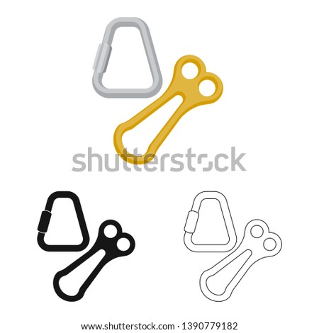 Vector design of mountaineering and peak sign. Set of mountaineering and camp stock symbol for web.