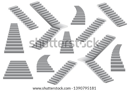 Set of stairs vector illustration isolated on white background. Royalty-Free Stock Photo #1390795181