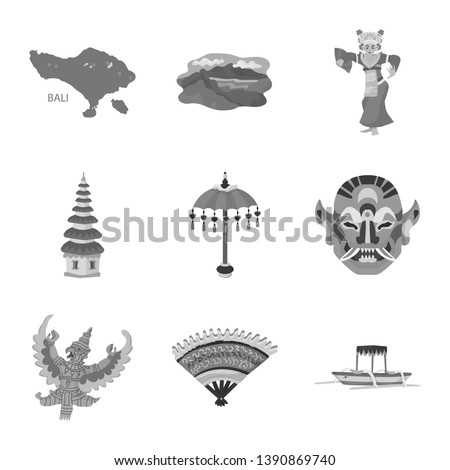 Vector illustration of asian and geography symbol. Collection of asian and tourism stock symbol for web.