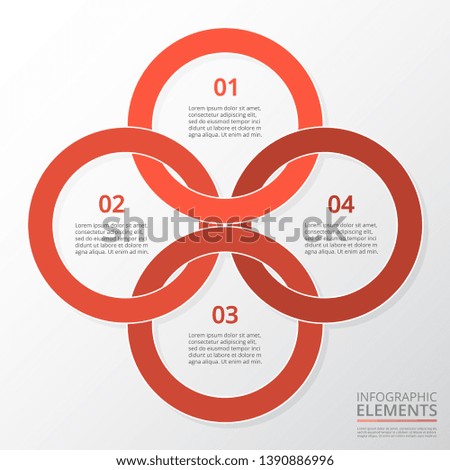 Abstract infographic template with 4 steps for success. Business circle template with four options for brochure, diagram, workflow, timeline, web design.