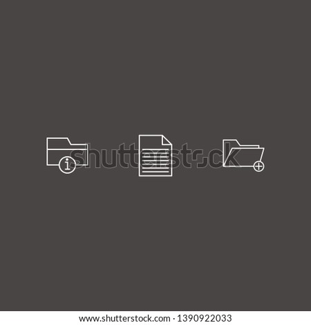 Outline 3 organize icon set. document, information folder and add folder vector illustration
