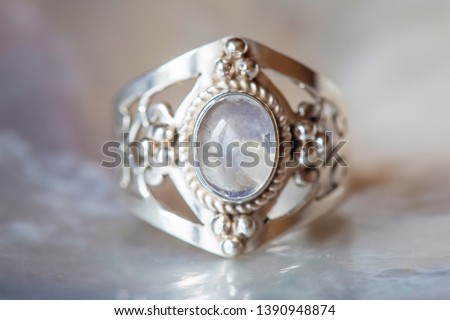 Beautiful silver ring with natural moon stone 