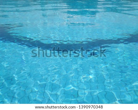 The bright blue  of ​​the pool