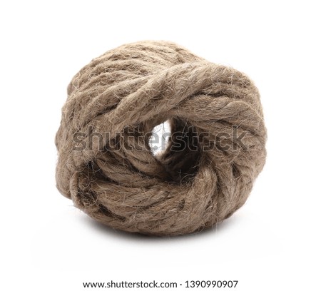 Rope yarn ball isolated on white background, texture