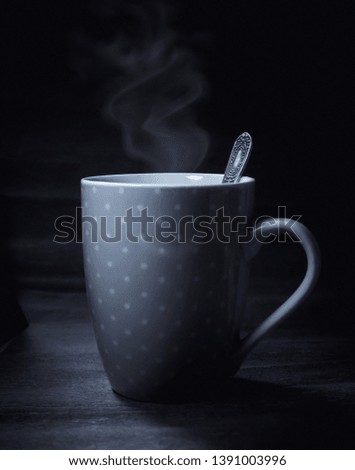 Hot coffee tea drink black white photo