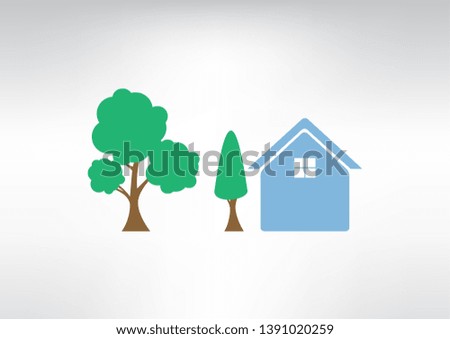 House with tree vector illustration