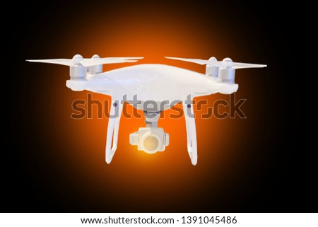 Drones, camera technology, on high-isolated air Isolated from the white background cliping part