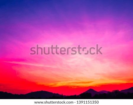 colorful sunset sky over mountains beautiful landscape  in summer silhouette  photography 