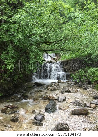 Small waterfall in the Wolfsklamm in Stans, Austria