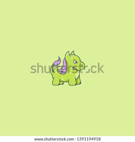 vector cartoon green dragon,cartoon cute comic funky monter dinosaur kids logo
