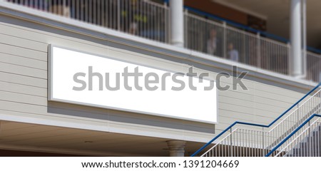 Mockup image of Blank billboard white screen posters and led outside storefront beside the stairs for advertising