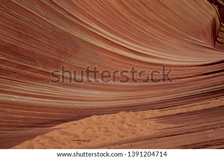 Detail of the  patterned rocks. The Wave, Vermilion North Coyote Buttes, Paria Canyon-Vermilion Cliffs Wilderness, Vermilion National Monument, Arizona, USA.