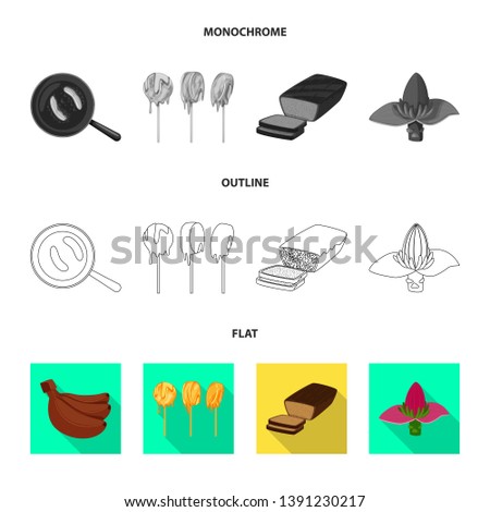Isolated object of natural and vegetarian logo. Set of natural and eating stock vector illustration.