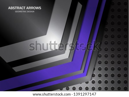 Abstract arrows on metal circle grid texture background of modern luxury futuristic creative. Techno Arrow Background, Vector Pattern Design