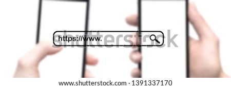 Concept of Internet search. Secure connection https. Wide banner. Shallow depth of field.