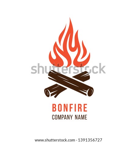 Vector illustration of campfire with firewood Royalty-Free Stock Photo #1391356727