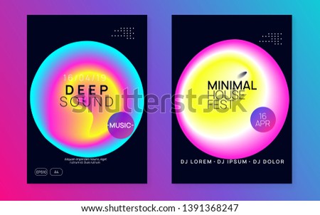 Summer music set. Fluid holographic gradient shape and line. Electronic sound. Night dance lifestyle holiday. Commercial techno concert brochure template. Fest poster and flyer for summer music.