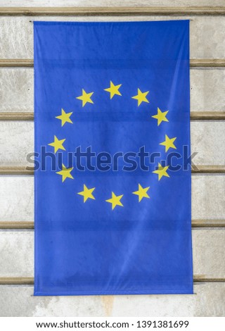European flag on a brick wall, banner european flag