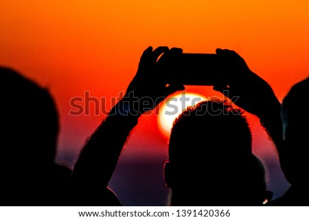 Sunset observers on Mandalay hill, Myanmar