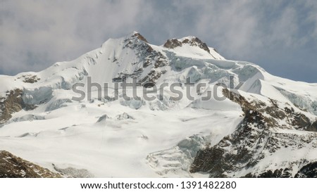 Huayna Potosi Mountain covered in snow and ice near La Paz, Bolivia.