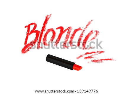 Inscription lipstick "blonde"  isolated on white background
