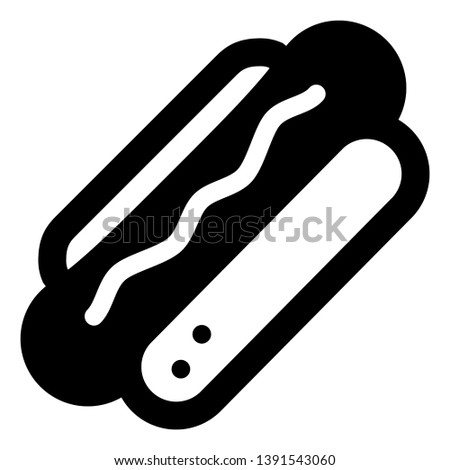 Hot Dog On Bun Vector Icon