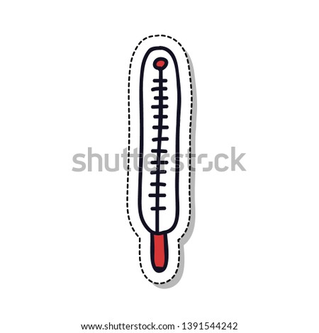 medical thermometer doodle icon, vector illustration