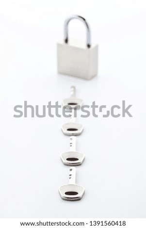 Door lock in front of a white background