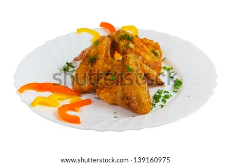 ham food roast dish chicken isolated on white background clipping path