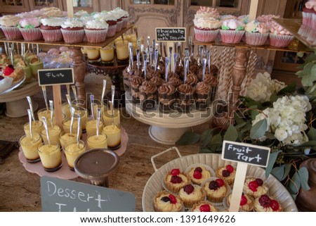 Beautifully decorated dessert table for special occasion.