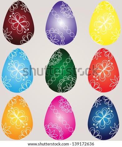 Illustration of easter eggs on a white background. Vector