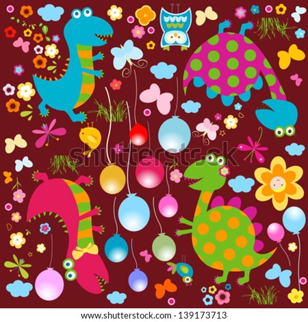  colorful dinosaurs background