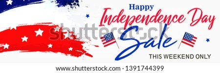 Fourth of July. 4th of July holiday banner. Happy 4th of July USA Independence Day greeting card with waving american national flag and hand lettering text design. Vector illustration. - Vector