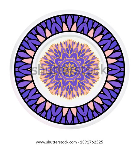 Creative round frame and floral mandala. Vector illustration.