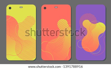 Set fashionable abstract ornaments for mobile phone cover and screen . The visible part of the clipping mask. The sample is ready for printing after the release clipping mask.