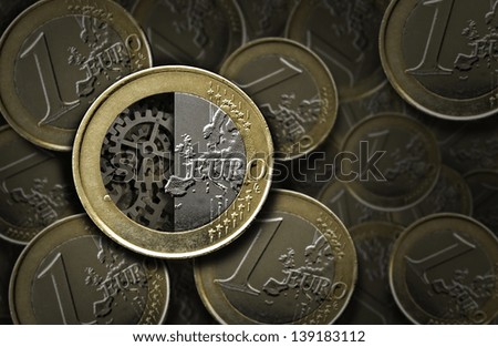 Euro coins with gears inside
