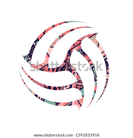 Volleyball symbol with color pattern isolated on white background