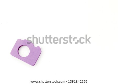 photo camera concept on white background top view copy space
