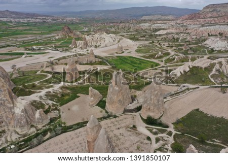 Cappedocia Turkey drone landscape rock formations