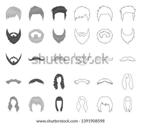 Mustache and beard, hairstyles mono,outline icons in set collection for design. Stylish haircut vector symbol stock web illustration.