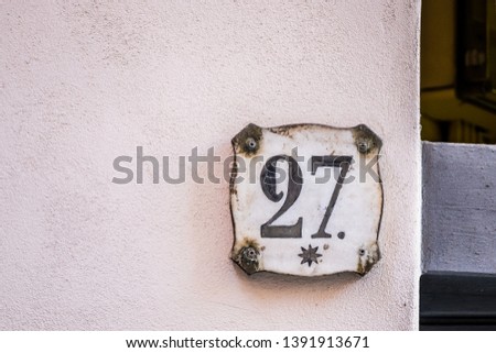 Ceramic plate with house number