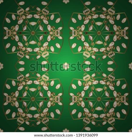 Art Deco Pattern on green and brown colors. Seamless. Cute background for wrappers and wallpaper, design of fabric, paper. Vintage pattern art design. Vector illustration.